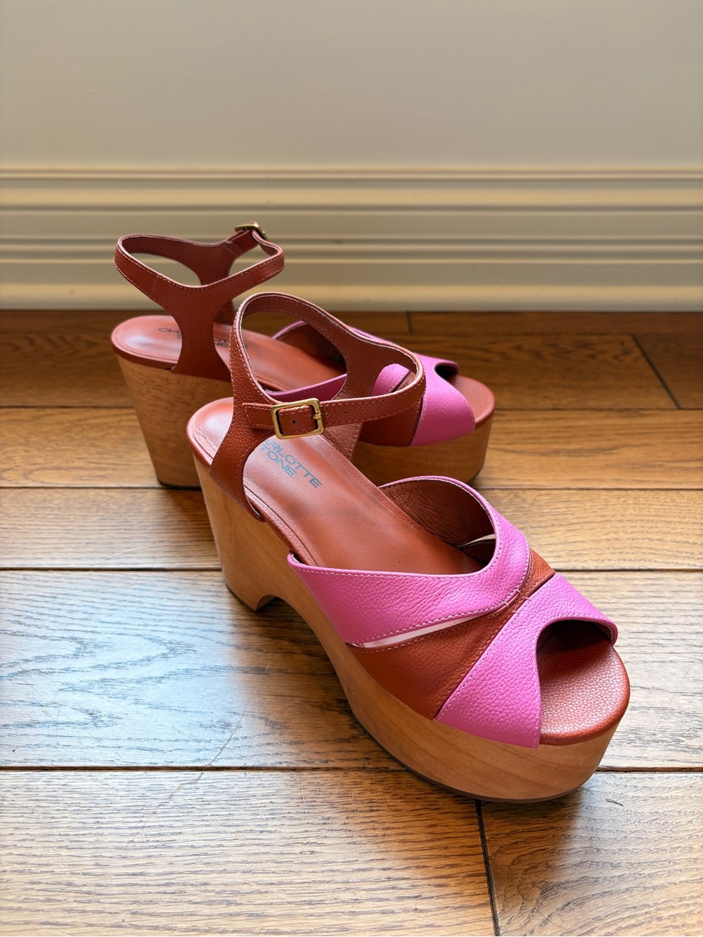 Charlotte Stone “Angie” Platform Wooden Sandals in Sienna Carnation - Women - Picture 3 of 6